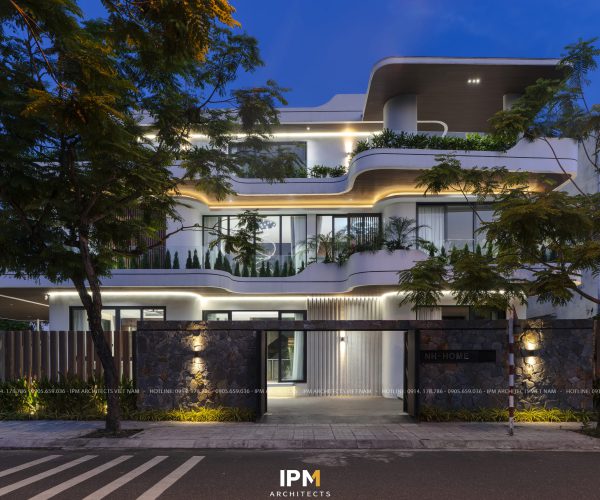Mặt tiền với bo cong độc đáo NH VILLA| IPM ARCHITECTS